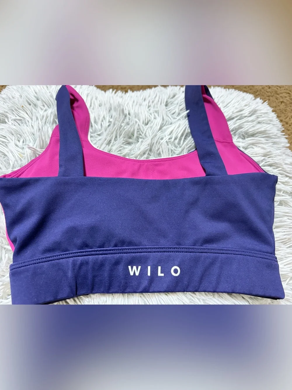 Wilo Colorblock Sports Bra - Magenta, Navy & White Size XS - Picture 2 of 6
